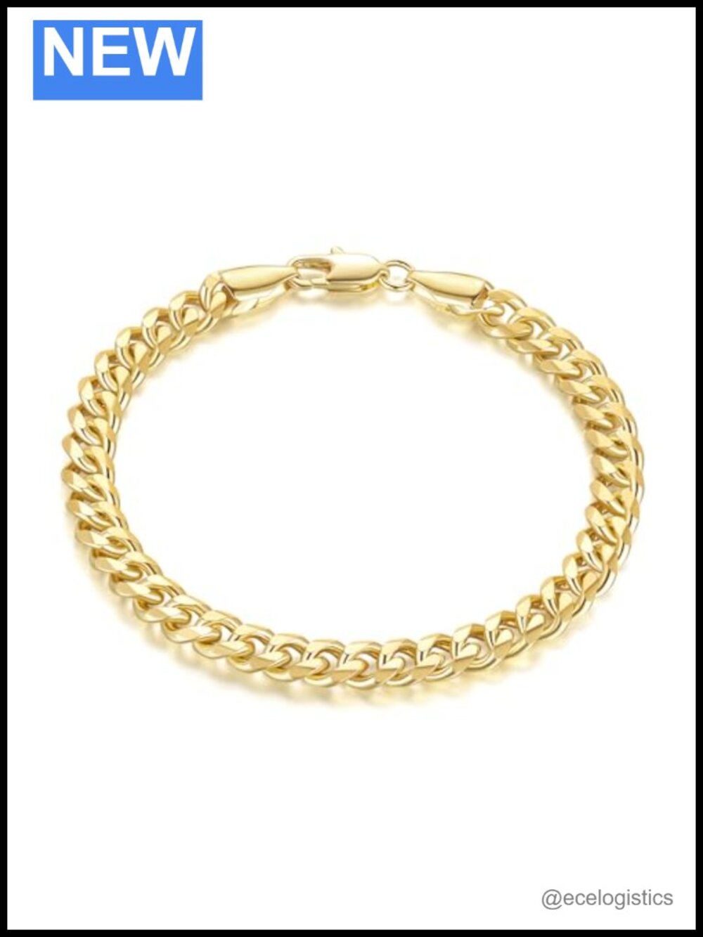 14K Gold Plated Cuban Link Bracelet 6mm Chain Stackable Unisex
